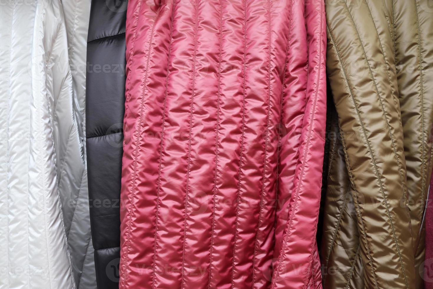 Samples of cloth and fabrics in different colors found at a fabrics market in Germany photo