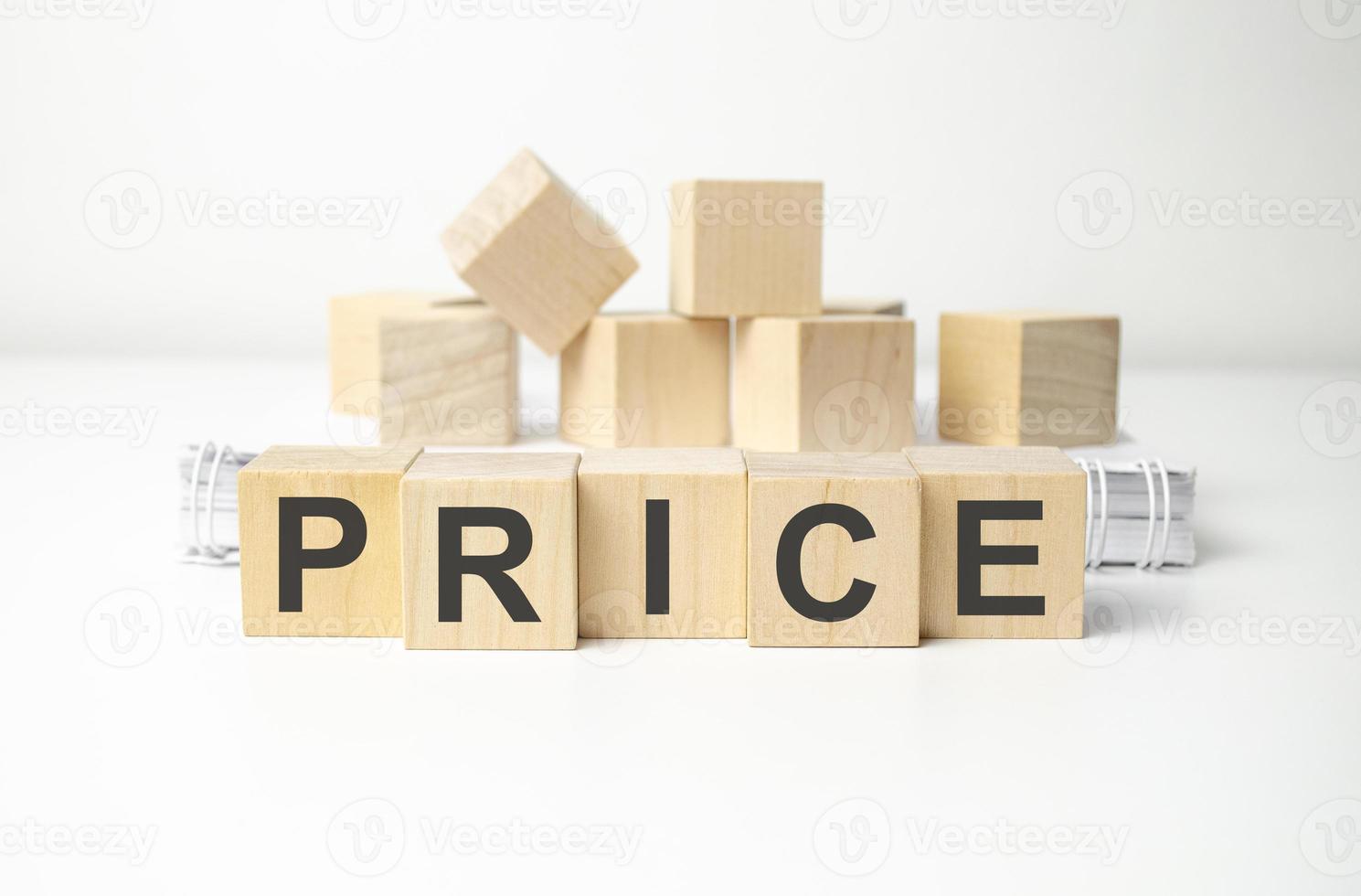 price word written on wood block. sorry text on table, concept photo