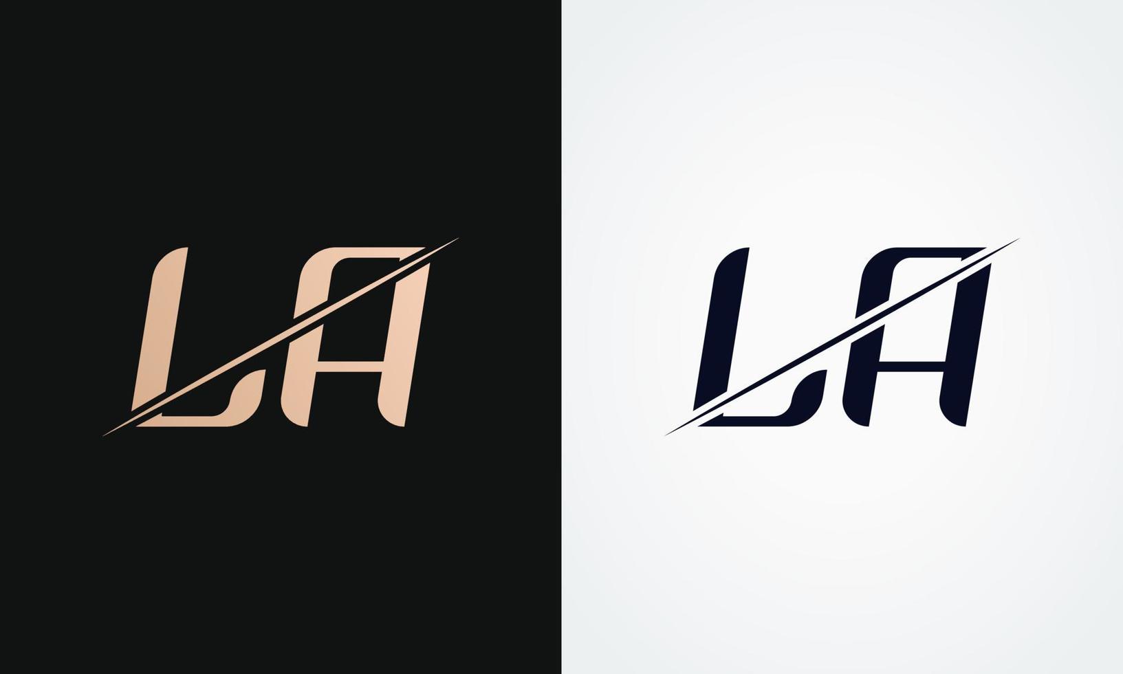 La Letter Logo Design Vector Template. Gold And Black Letter La Logo Design