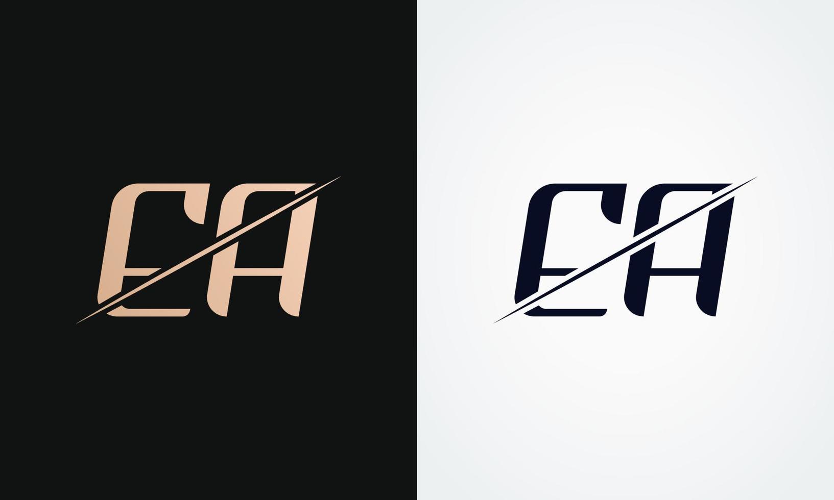 plantilla de vector de diseño de logotipo de letra ea. diseño de logotipo ea de letras doradas y negras
