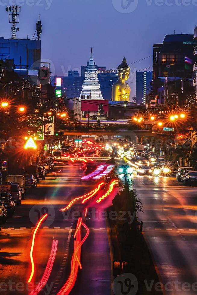 landscape of big buddha in the city large Buddha statue  in Bangkok Wat Pak Nam Phasi Charoen Thailand photo
