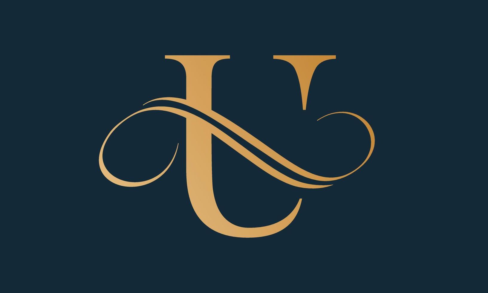 plantilla de logotipo de letra u de lujo en color dorado. diseño de logotipo de letra u de lujo inicial moderno y moderno. plantilla de vector de diseño de logotipo de letra premium real u.