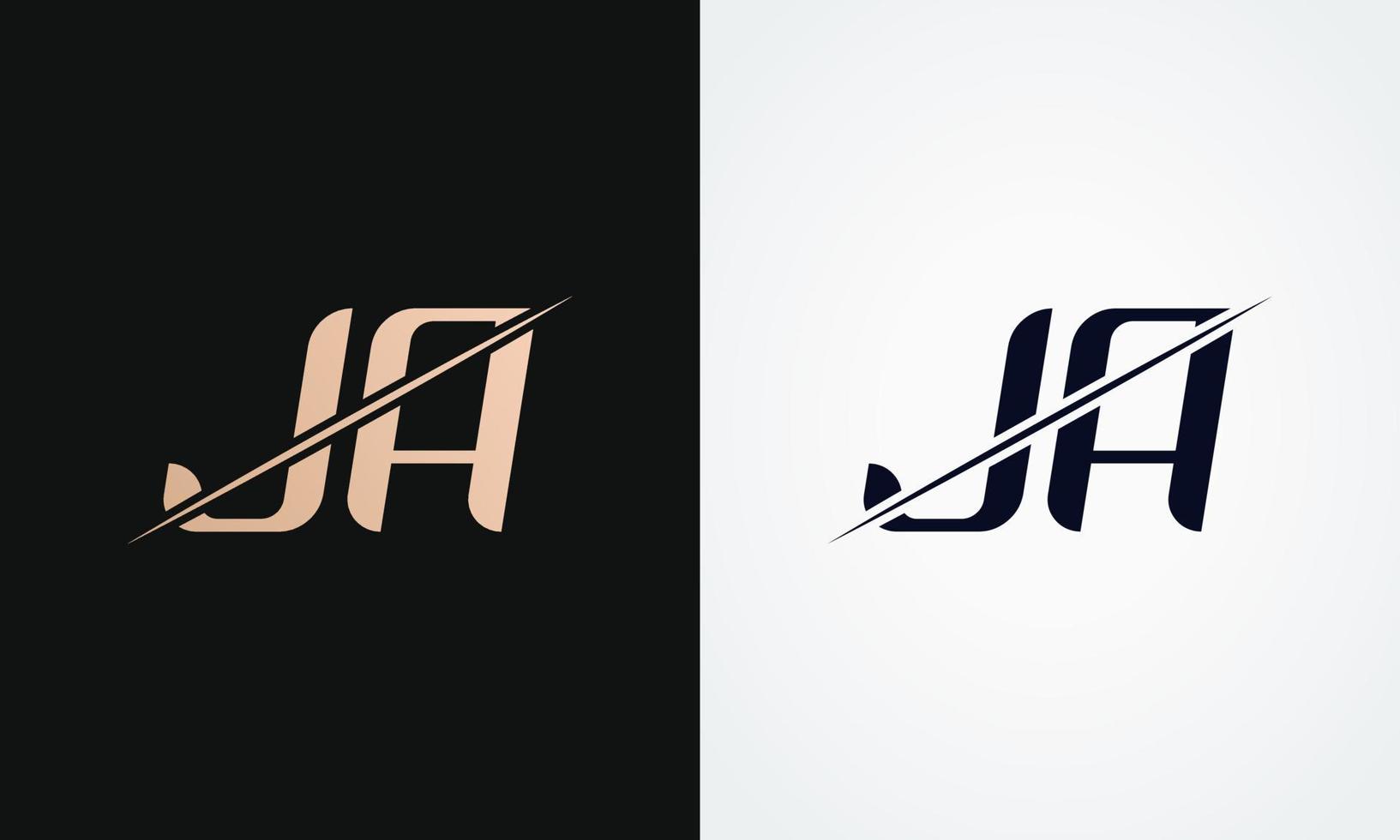 Ja Letter Logo Design Vector Template. Gold And Black Letter Ja Logo Design