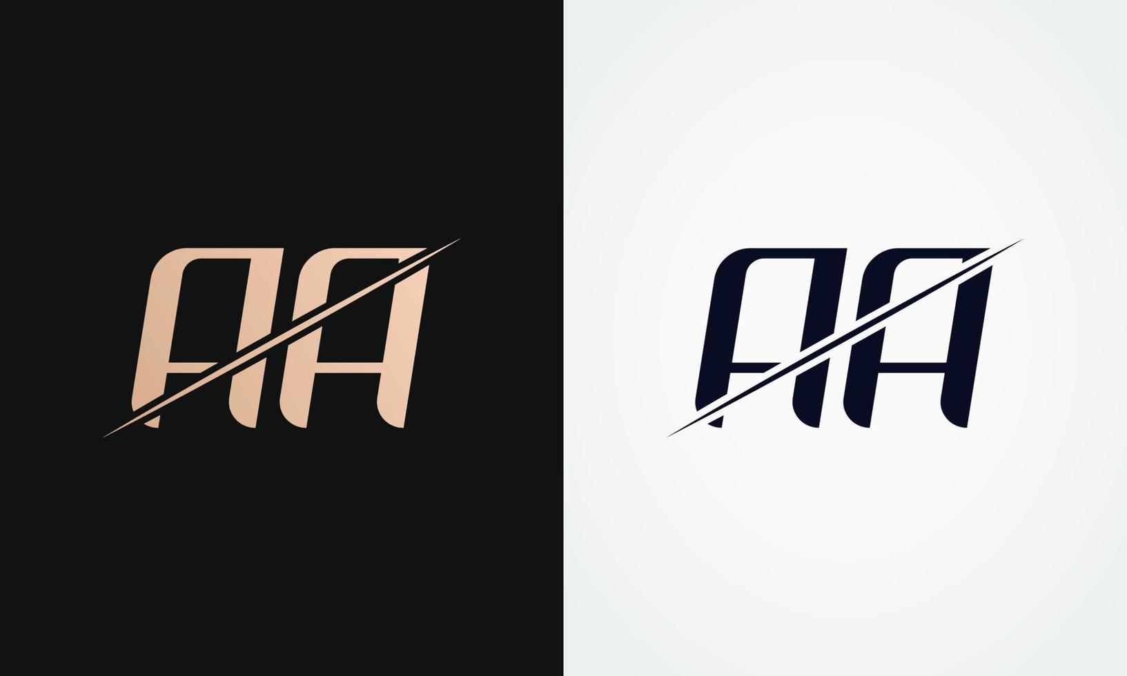 plantilla de vector de diseño de logotipo de letra aa. diseño de logotipo de letra aa dorada y negra