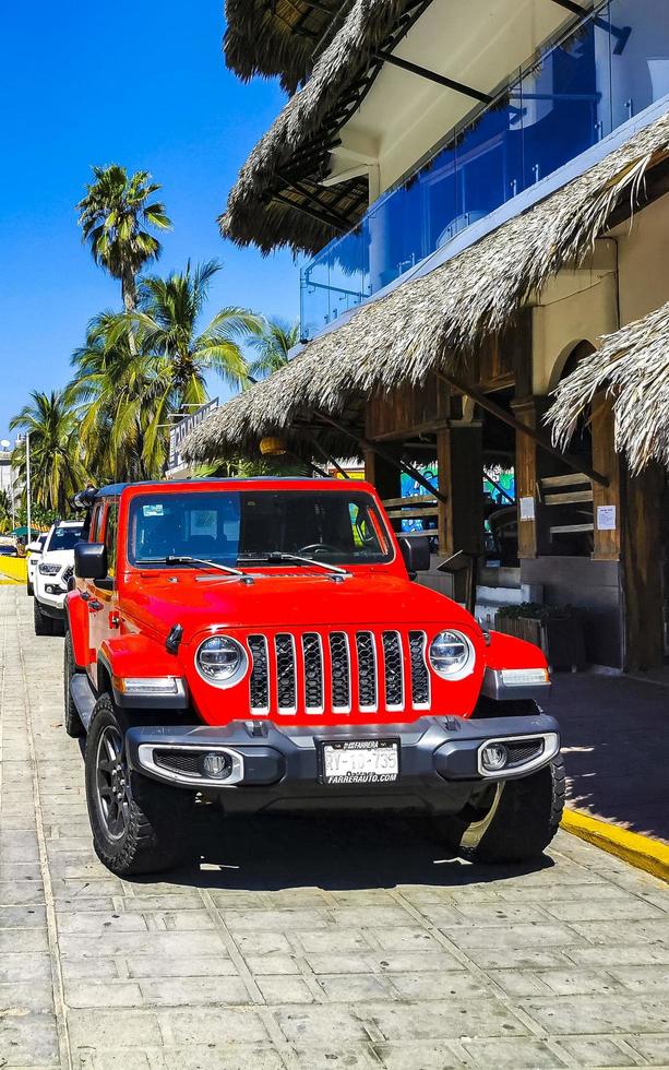 Puerto Escondido Oaxaca Mexico 2022 Various Mexican pickup trucks cars 4x4 Off-road vehicles Mexico. photo