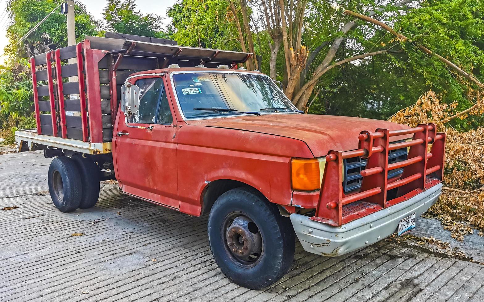 Puerto Escondido Oaxaca Mexico 2022 Various Mexican pickup trucks cars 4x4 Off-road vehicles Mexico. photo