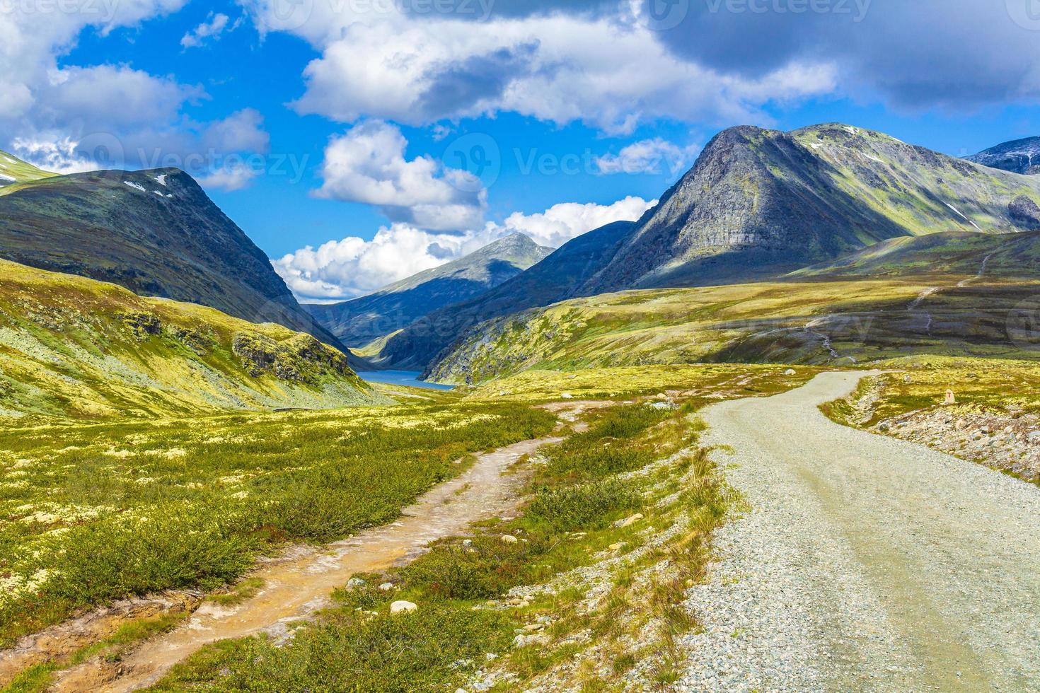 hermosa montaña y paisaje naturaleza panorama rondane parque nacional noruega. foto