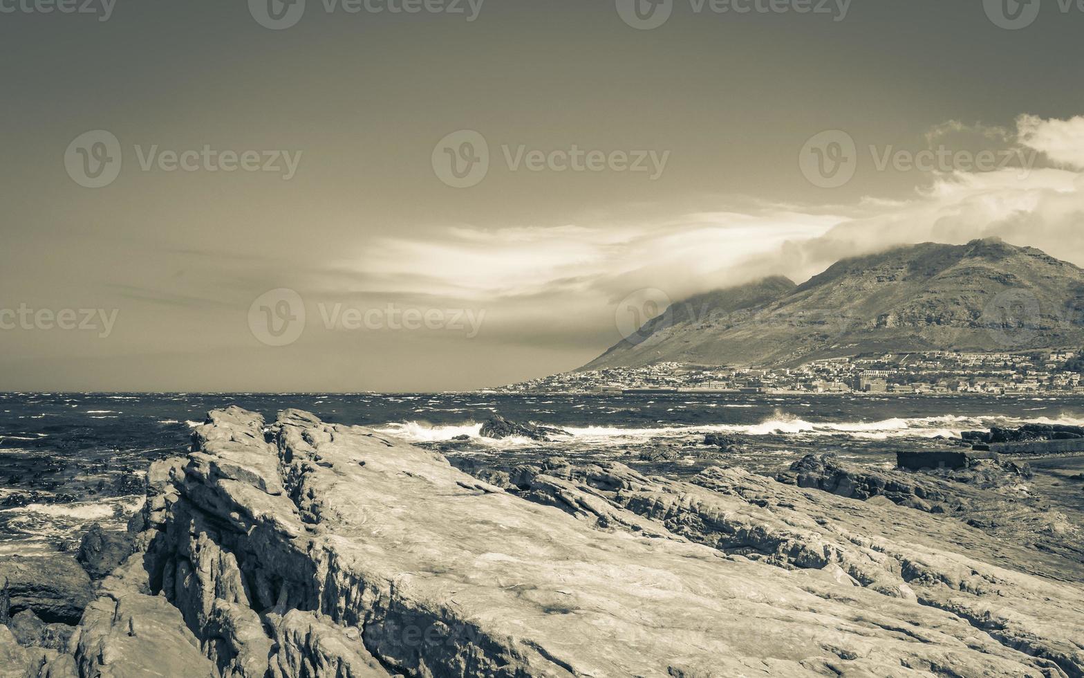 False Bay rough coast landscape Town Cape Town South Africa. photo