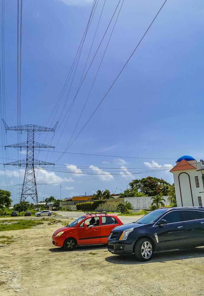 Playa del Carmen Quintana Roo Mexico 2021 Typical street road and cityscape of Playa del Carmen Mexico. photo