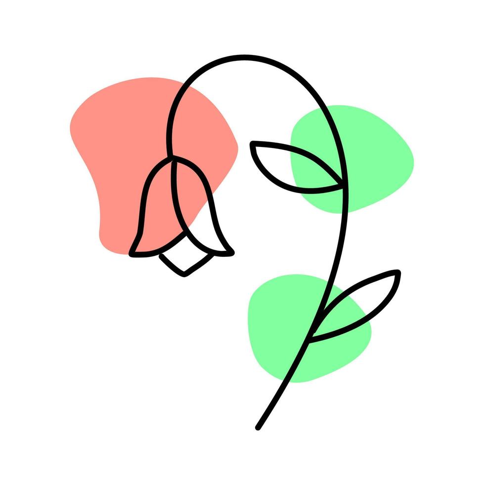 ilustración de flor minimalista. planta floral y hoja. flor de la naturaleza floral. vector