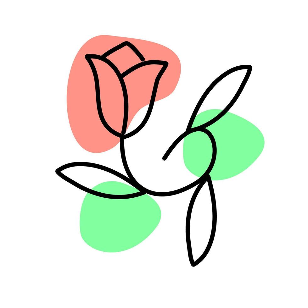 ilustración de flor minimalista. planta floral y hoja. flor de la naturaleza floral. vector