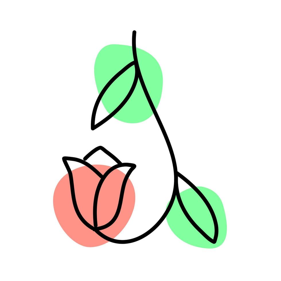 ilustración de flor minimalista. planta floral y hoja. flor de la naturaleza floral. vector