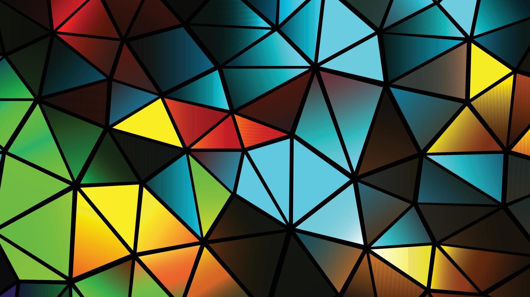 Abstract colorful mosaic background, multicolored polygons on black