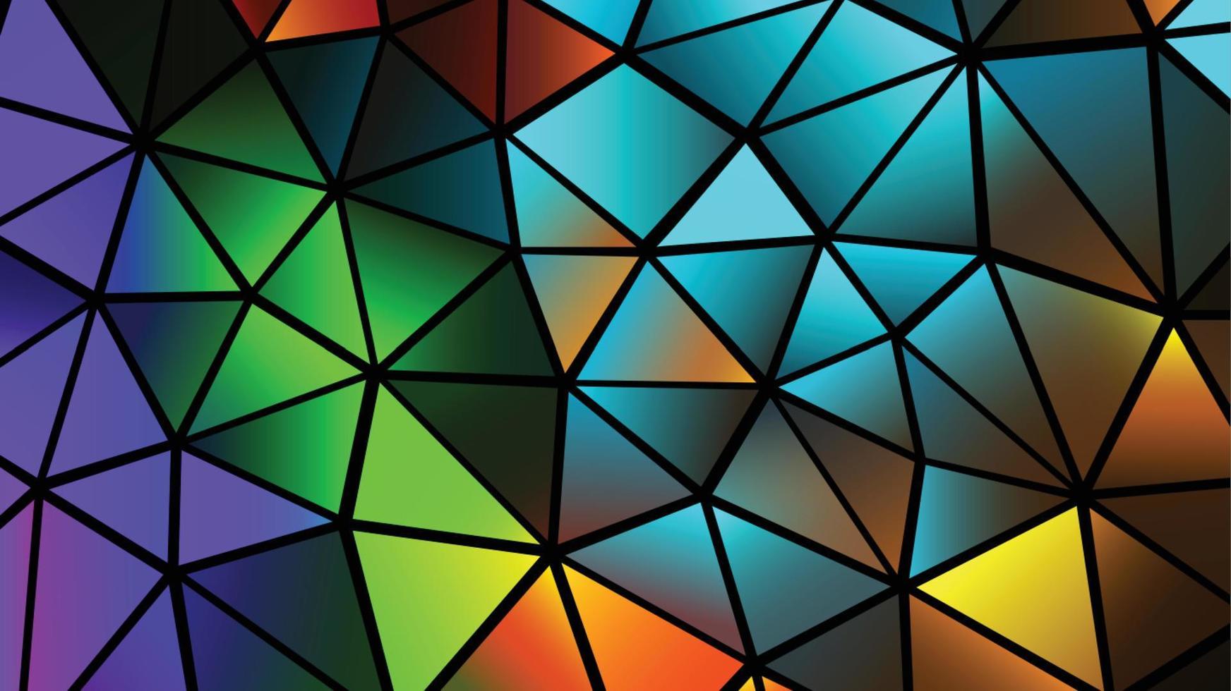 Abstract colorful mosaic background, multicolored polygons on black