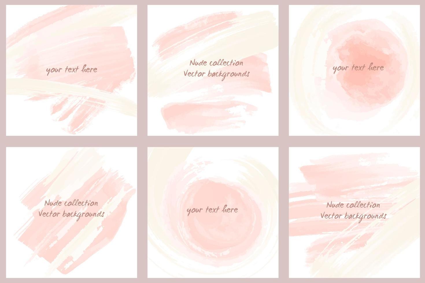 Vector set of abstract backgrounds with delicate watercolor brush strokes. Suitable for abstract backgrounds and trendy decor, cards, design invitations, etc.