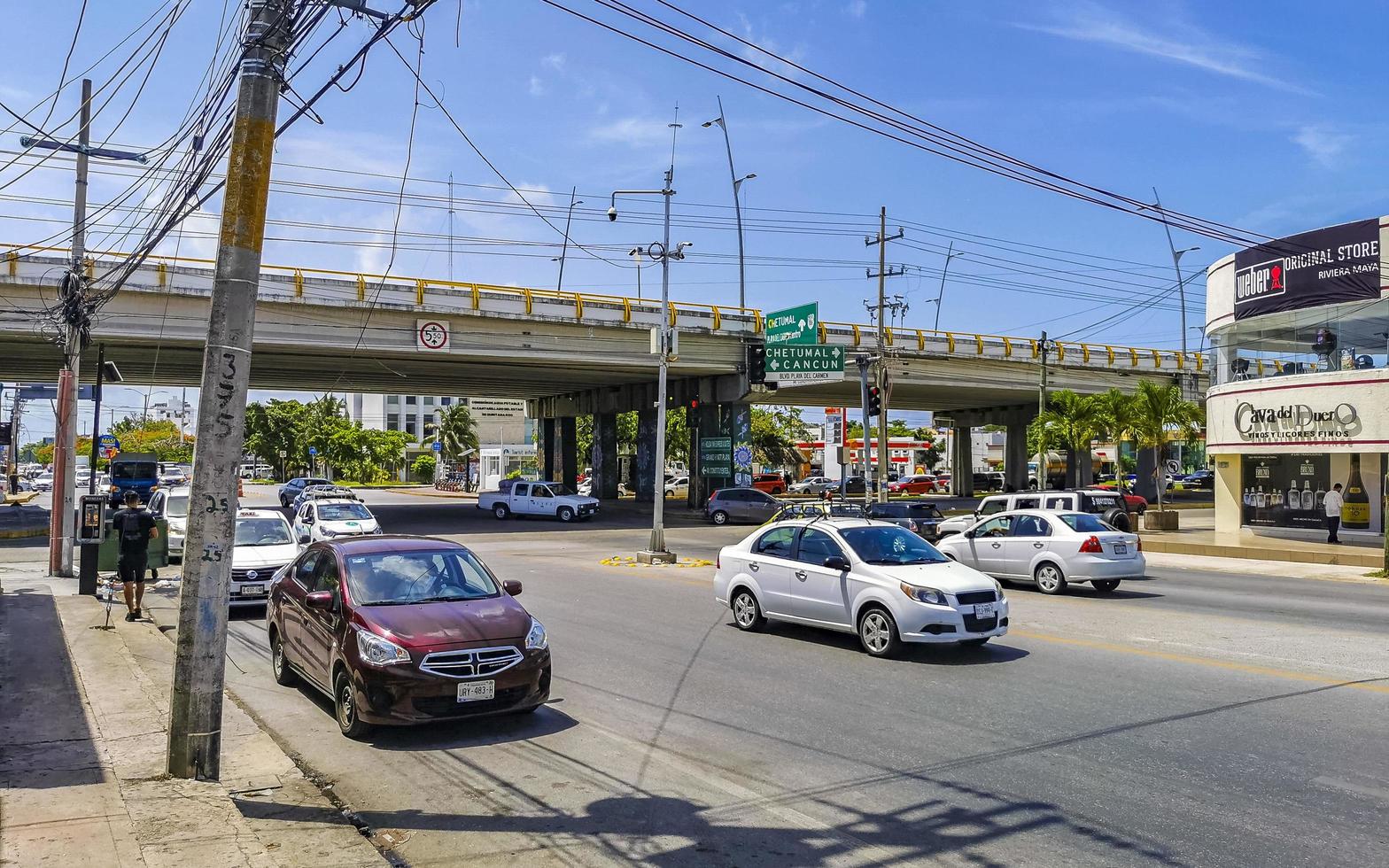 Playa del Carmen Quintana Roo Mexico 2021 Typical street road and cityscape of Playa del Carmen Mexico. photo