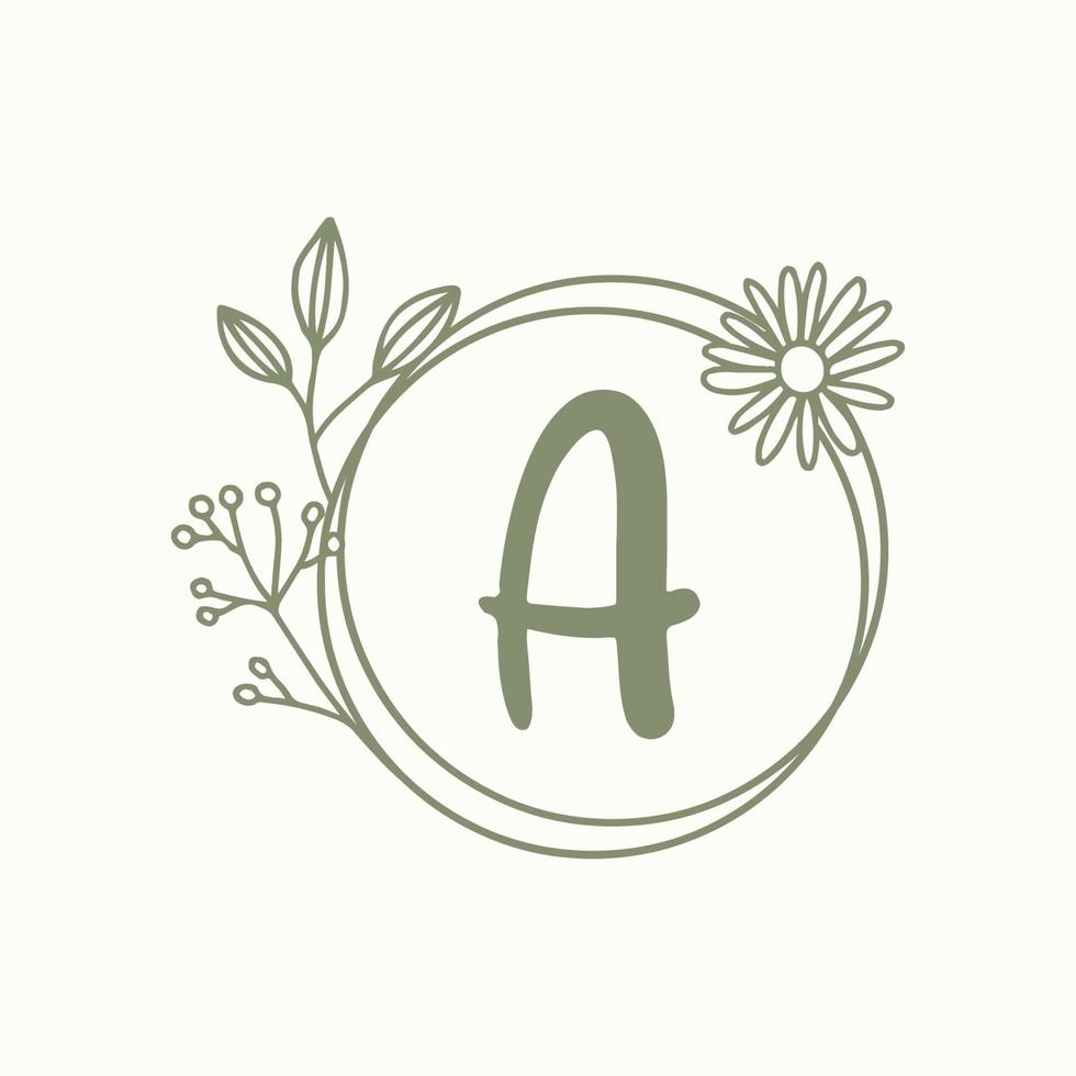 letra a inicial con vector floral