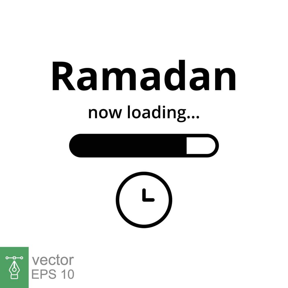 Ramadan loading banner. Simple flat design, holiday concept. Now loading bar sign. Prepare for Ramadan Kareem. Vector illustration, cover template and background for islam celebration. EPS 10.