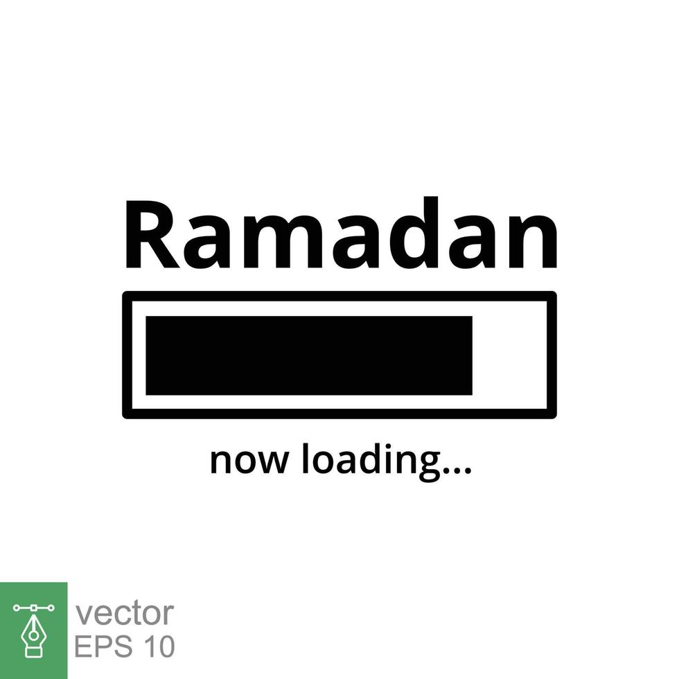Ramadan loading banner. Simple flat design, holiday concept. Now loading bar sign. Prepare for Ramadan Kareem. Vector illustration, cover template and background for islam celebration. EPS 10.