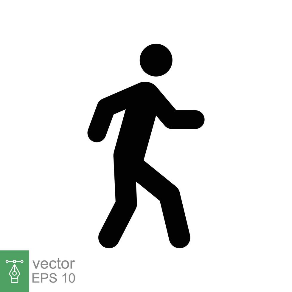 Walk glyph icon. Simple solid style. Pedestrian, man, pictogram, human, side, walkway concept, silhouette symbol. Vector illustration isolated on white background. EPS 10.