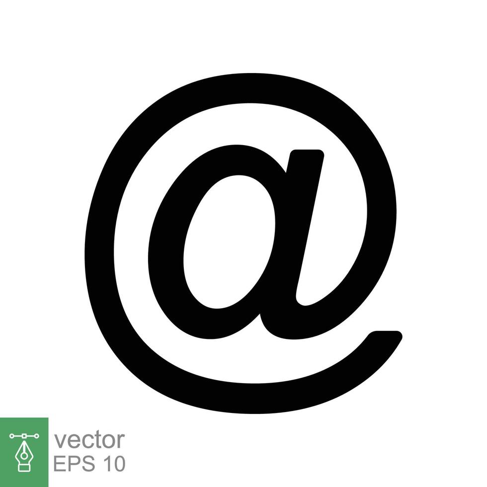 icono de signo de arroba. simple en el diseño de letreros. concepto de símbolo de dirección de correo electrónico estilo plano. colección de diseño de ilustración vectorial aislado sobre fondo blanco. eps 10. vector