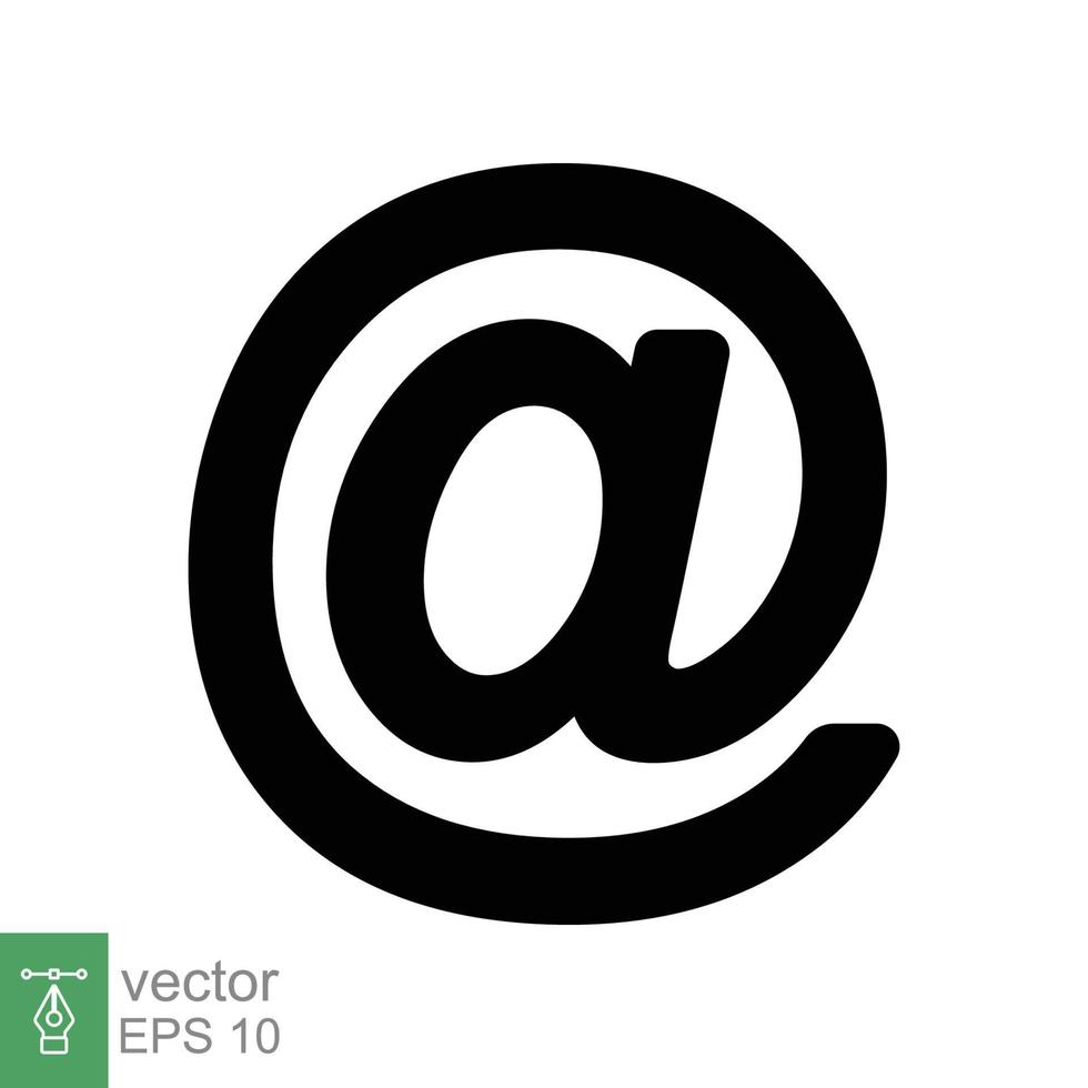 icono de signo de arroba. simple en el diseño de letreros. concepto de símbolo de dirección de correo electrónico estilo plano. colección de diseño de ilustración vectorial aislado sobre fondo blanco. eps 10. vector