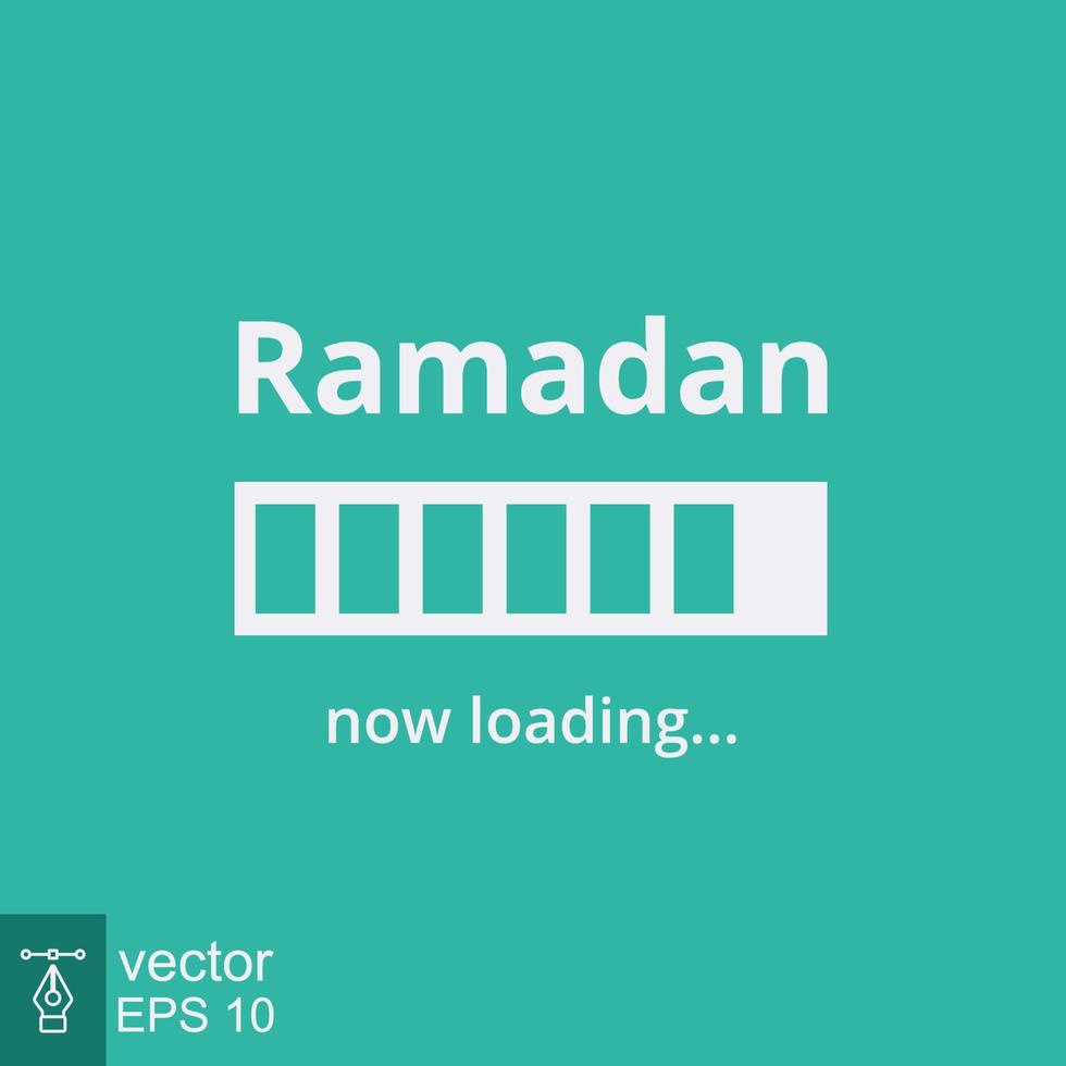 Ramadan loading banner. Simple flat design, holiday concept. Now loading bar sign. Prepare for Ramadan Kareem. Vector illustration, cover template and background for islam celebration. EPS 10.