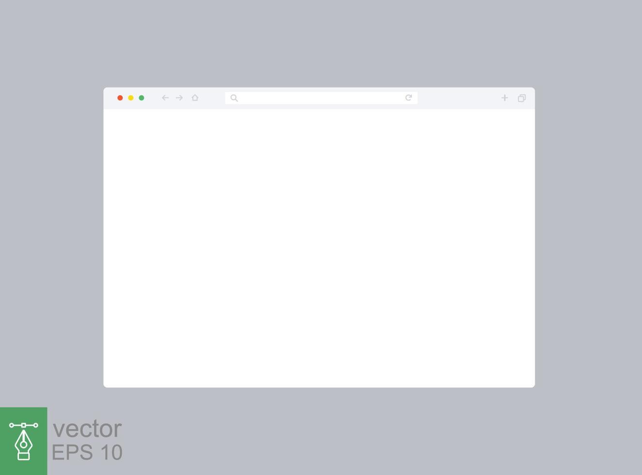maqueta de navegador para sitio web. ventana de navegador vacía en estilo plano. ilustración vectorial aislada sobre fondo oscuro. interfaz de usuario de la página web, concepto de página de Internet de escritorio. eps 10. vector