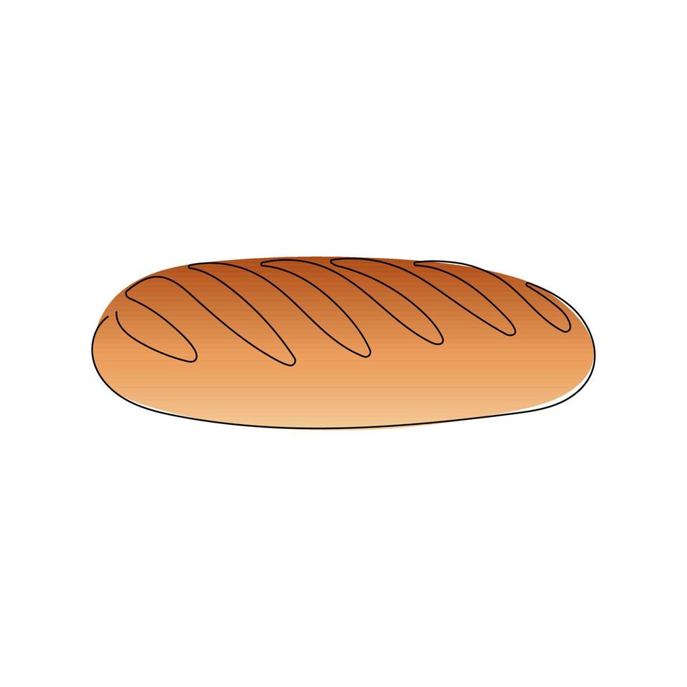 Loaf of fresh bread in one line drawing style. Bakery and cafe concept. Hand drawn vector illustration.