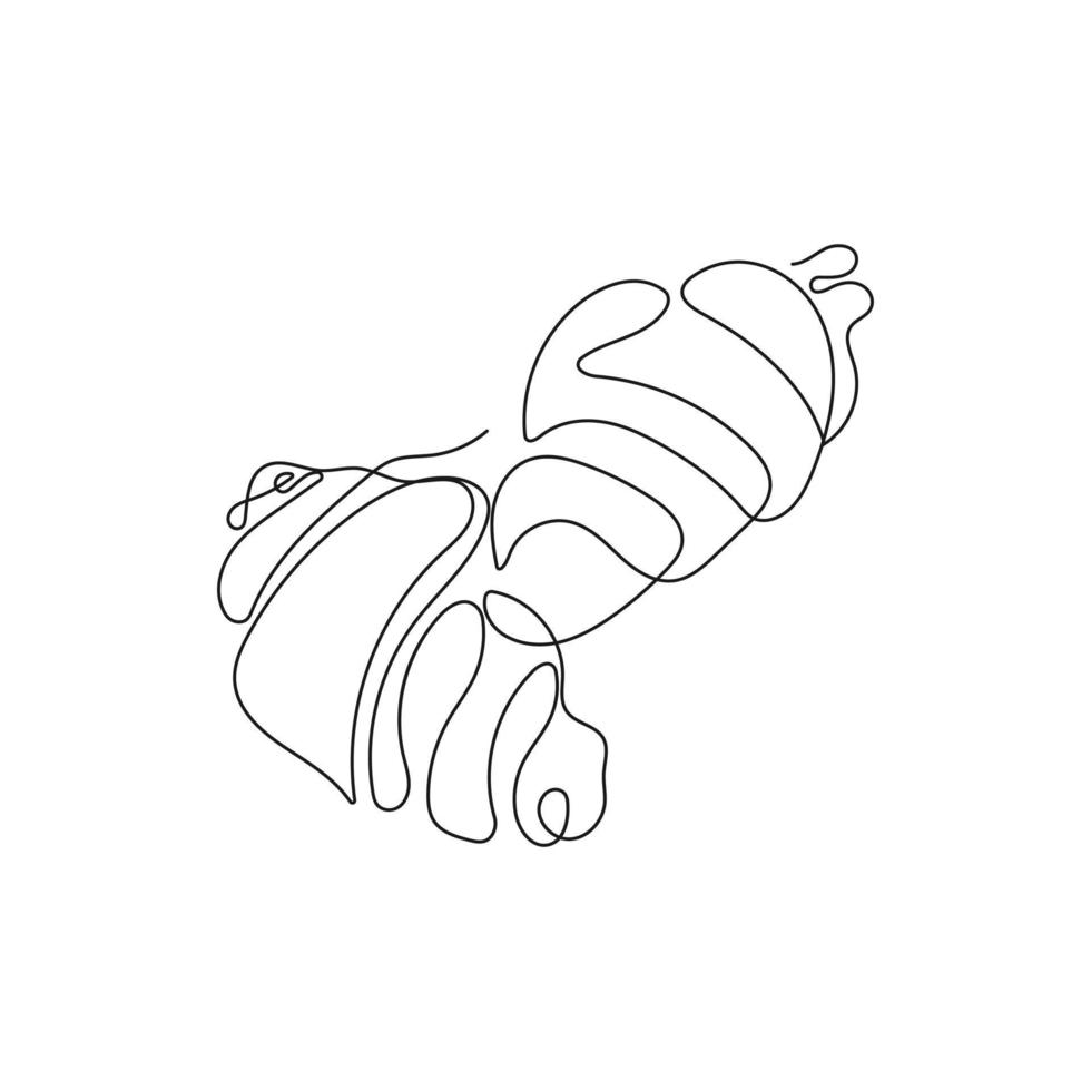 Croissants in one line drawing style. Backery theme, fresh pastry. Hand drawn vector illustration.