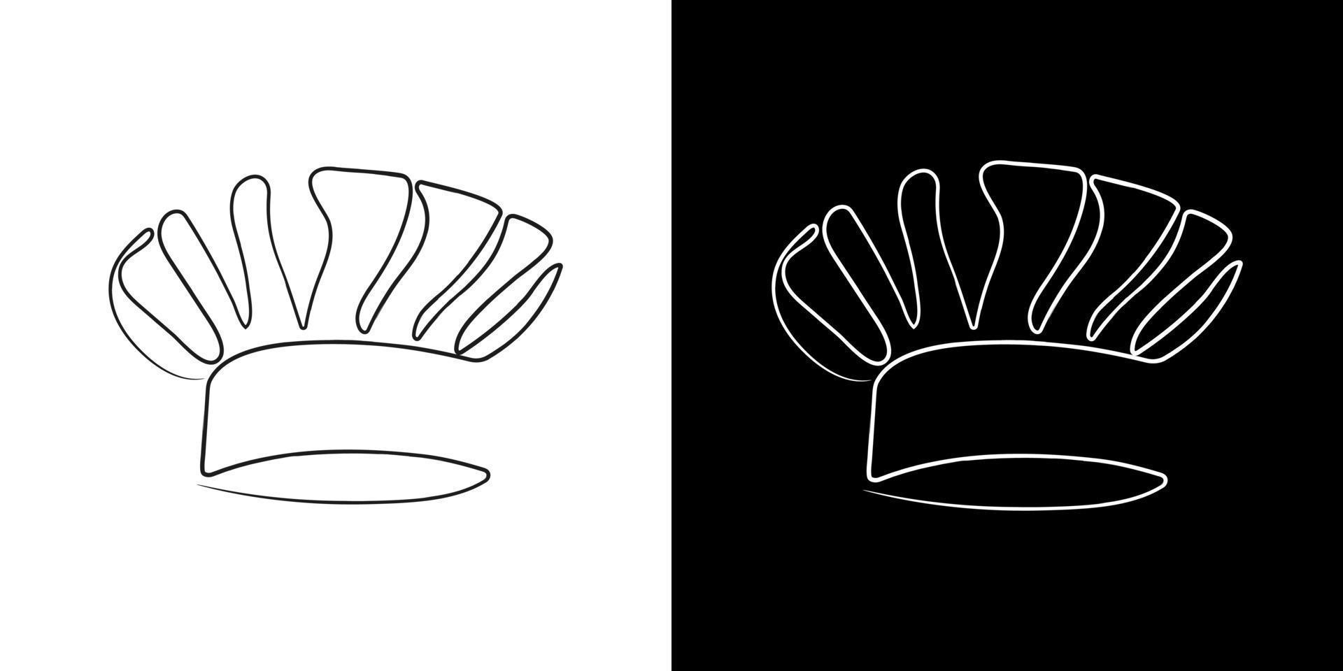 Chef hat in one line art style. Logotype concept. Hand drawn vector illustration.