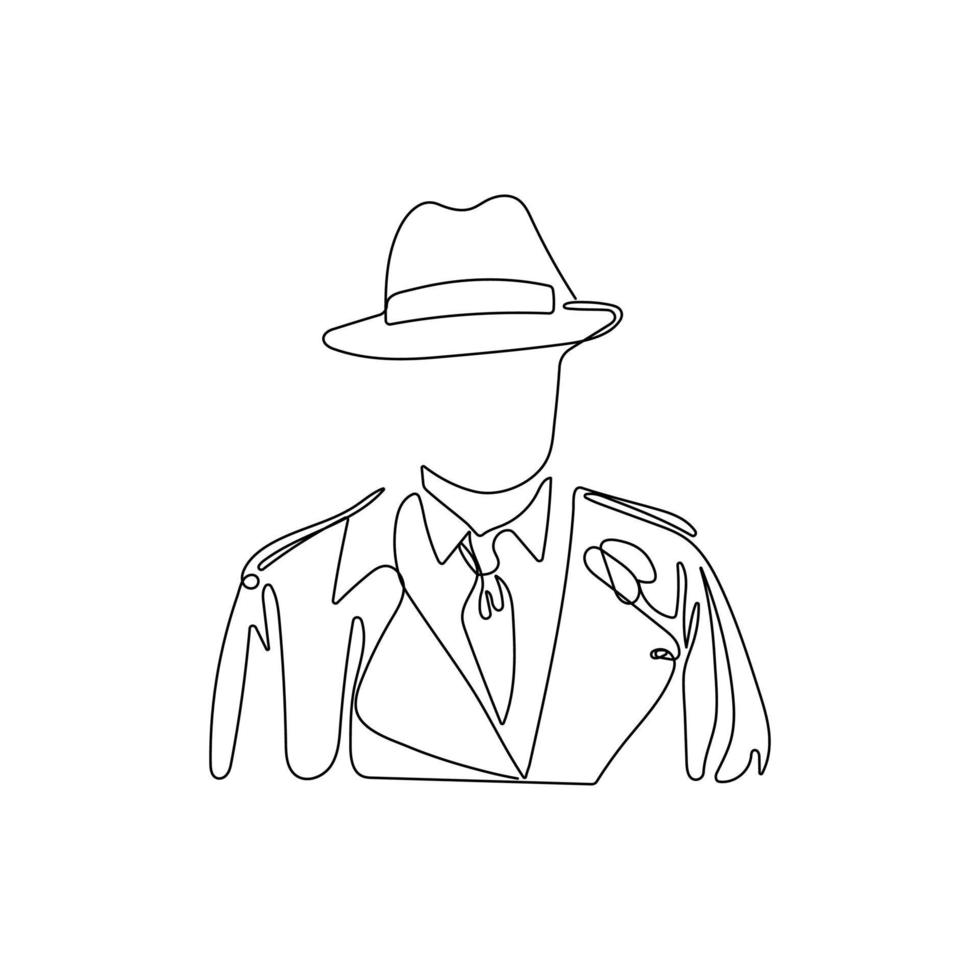 hombre misterioso con sombrero y abrigo en un estilo de dibujo de línea.  concepto anónimo y sin rostro. ilustración vectorial dibujada a mano.  18967482 Vector en Vecteezy