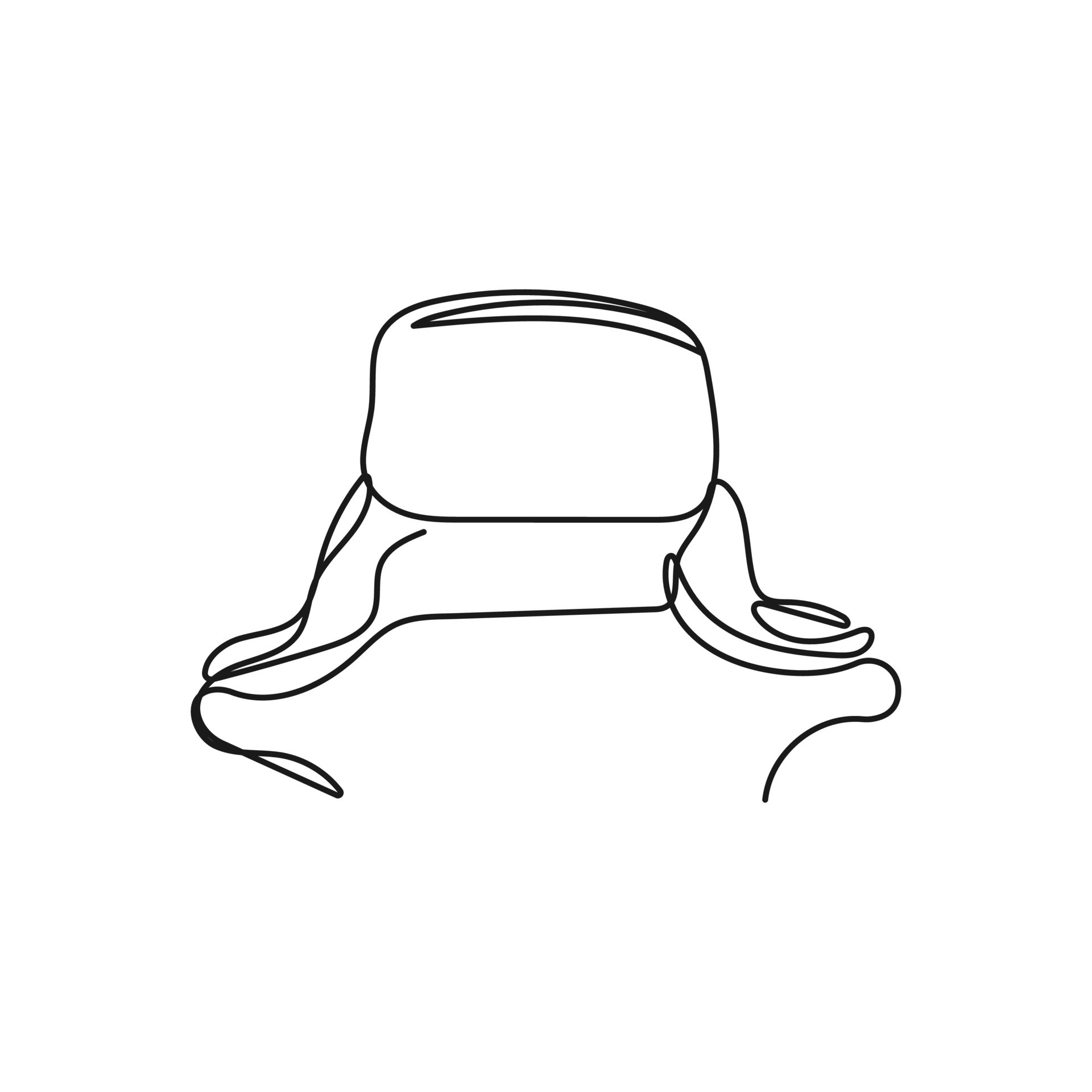 Trapper hat in continuous one line art style. Winter hat with ear flaps