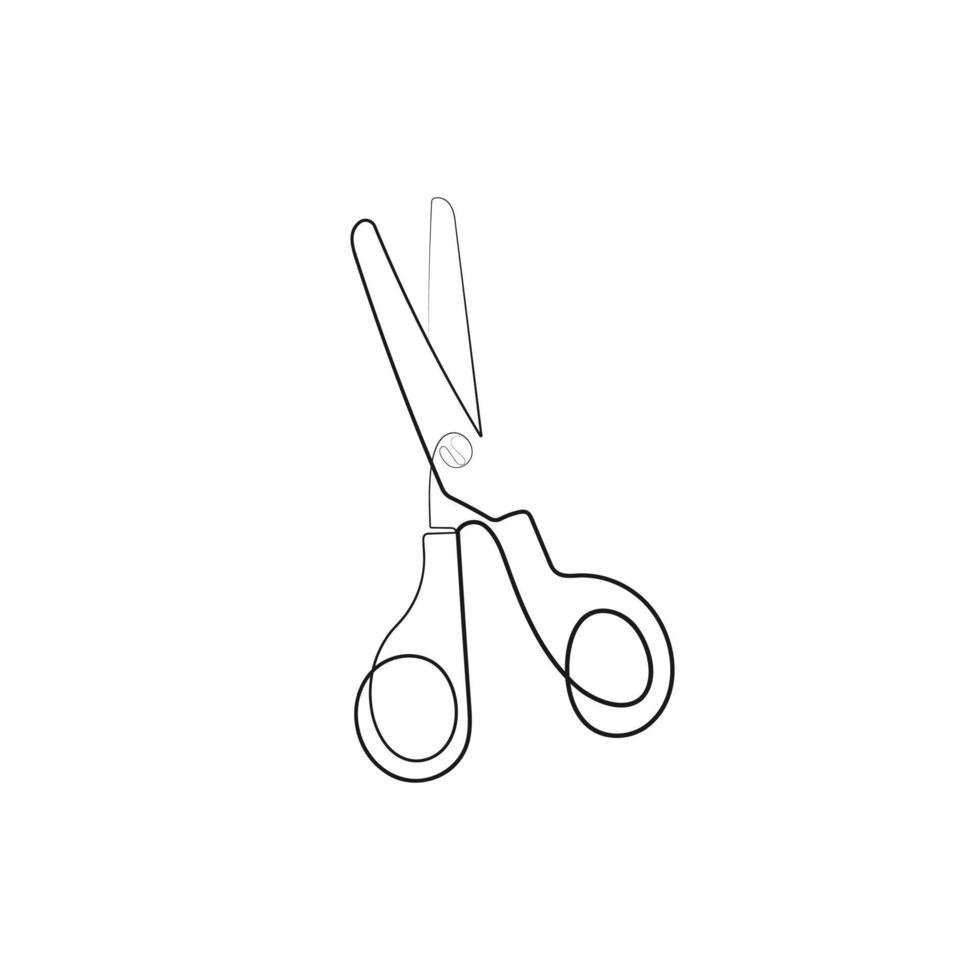 Scissors, shears. Minimalist one line drawing style. Craft tool. Back