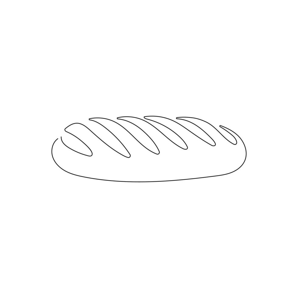 Loaf of bread in one continuous line drawing. Bakery and cafe concept. Hand drawn vector illustration.