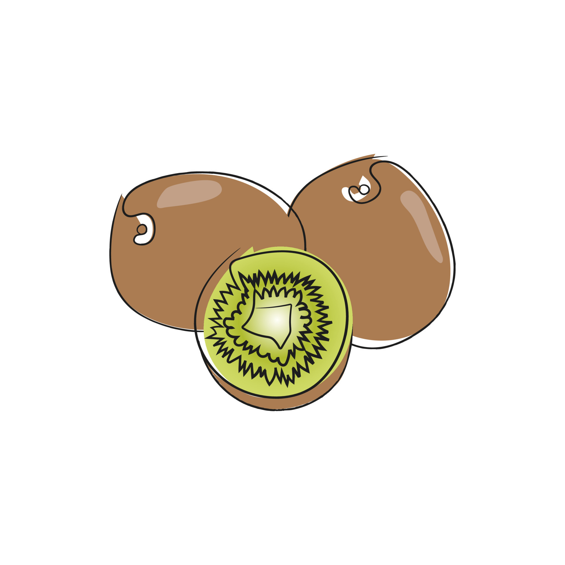 Kiwi fruit in one line art drawing style. Fresh food vegan concept design. Continuous hand drawn