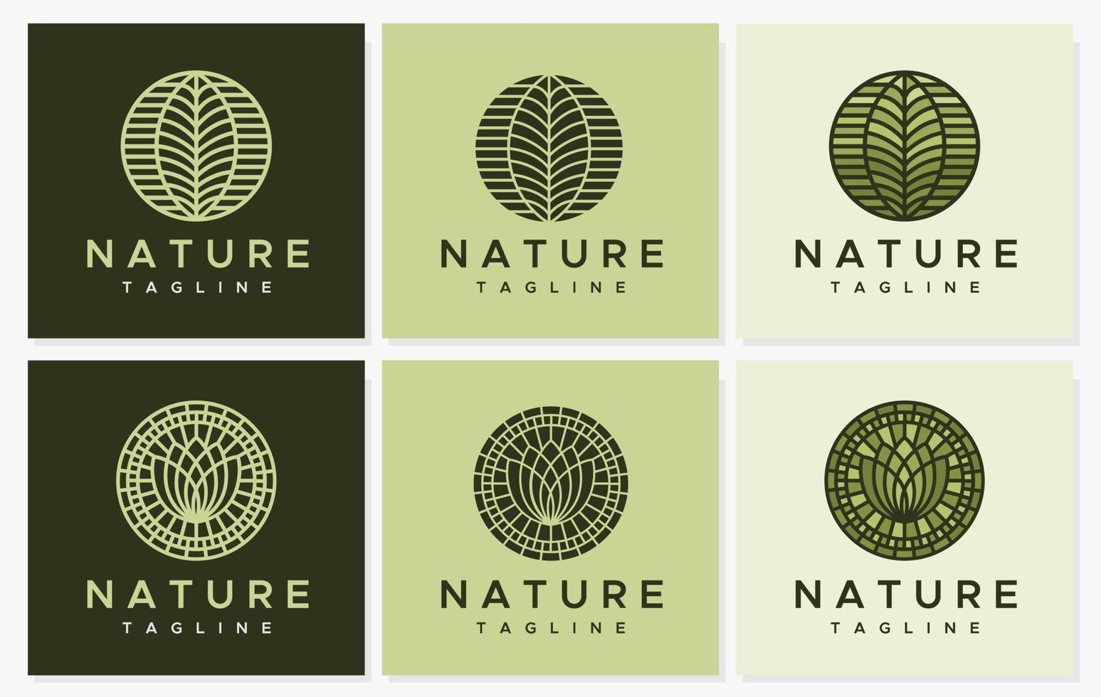 Line leaf logo design set. Modern nature line logo vector template.