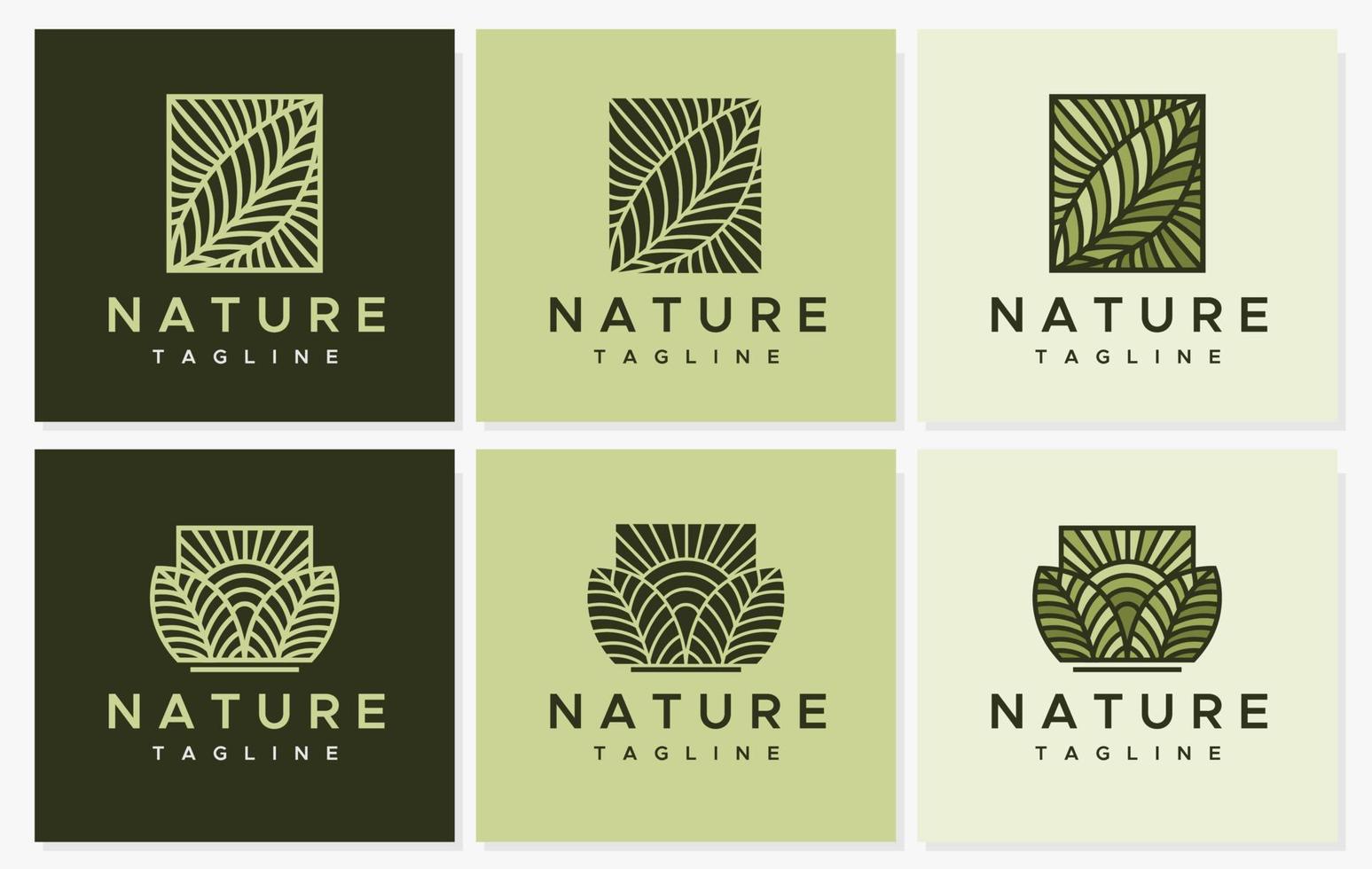 Line leaf logo design collection. Modern nature logo graphic vector. vector