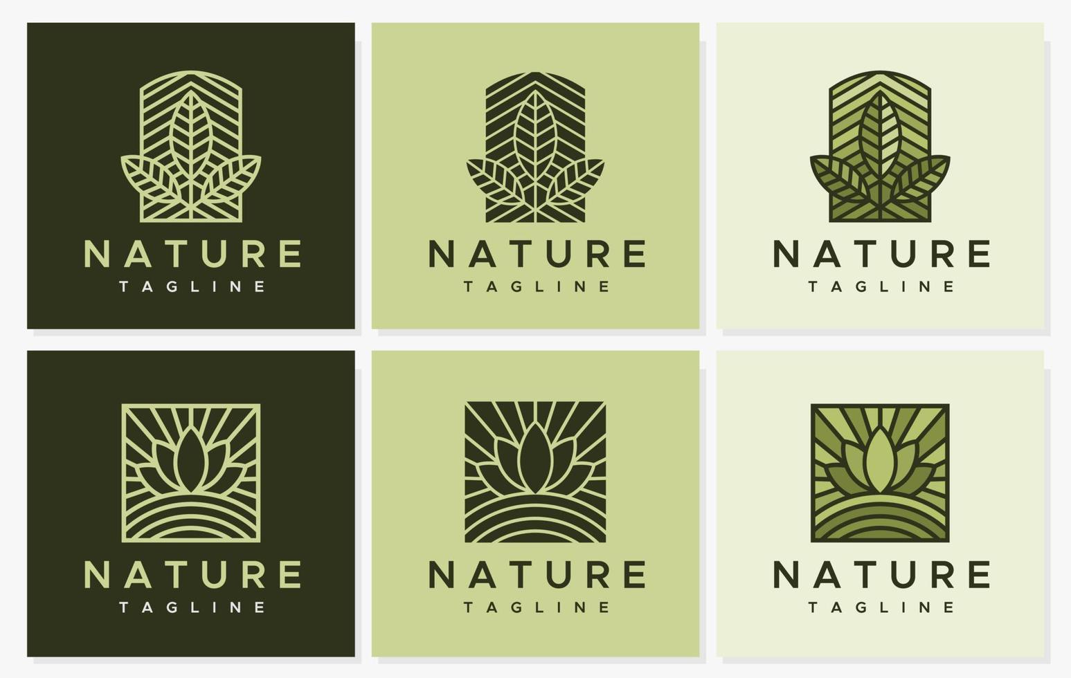 conjunto de plantillas de diseño de logotipo de hoja de línea minimalista. conjunto gráfico del logotipo de la hoja de la naturaleza. vector