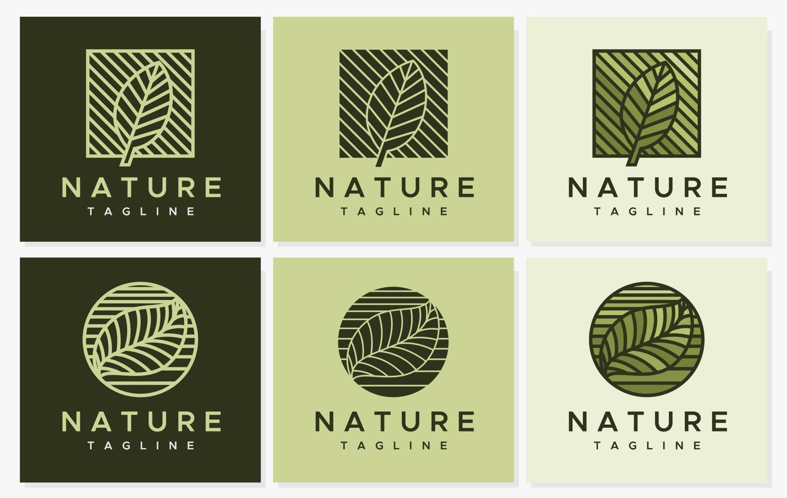 Abstract leaf line logo design collection. Modern leaf logo graphic set. vector