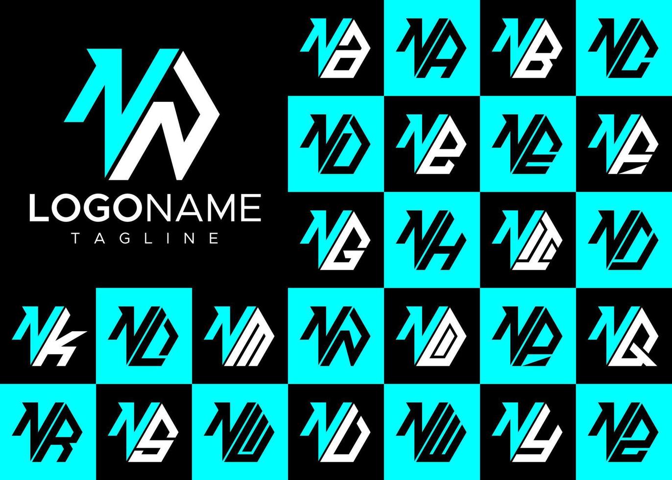 conjunto de diseño de logotipo de letra n hexagonal. paquete de plantilla de logotipo de letra n moderna. vector