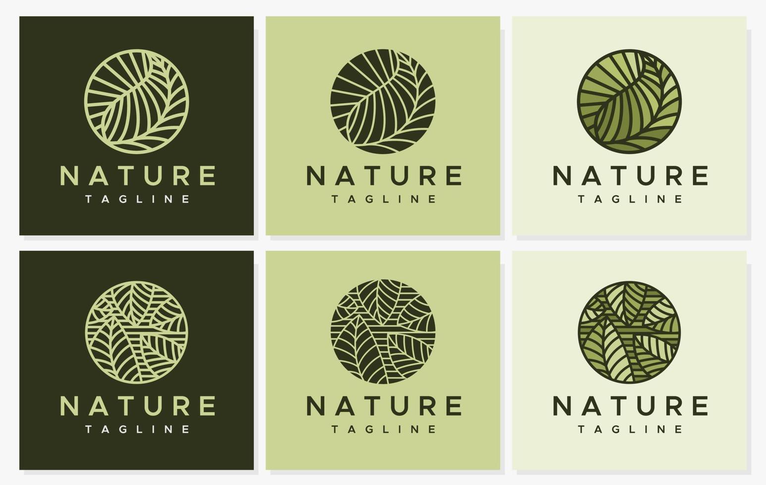 Modern eco line logo design template set. Leaf line logo graphic vector. vector