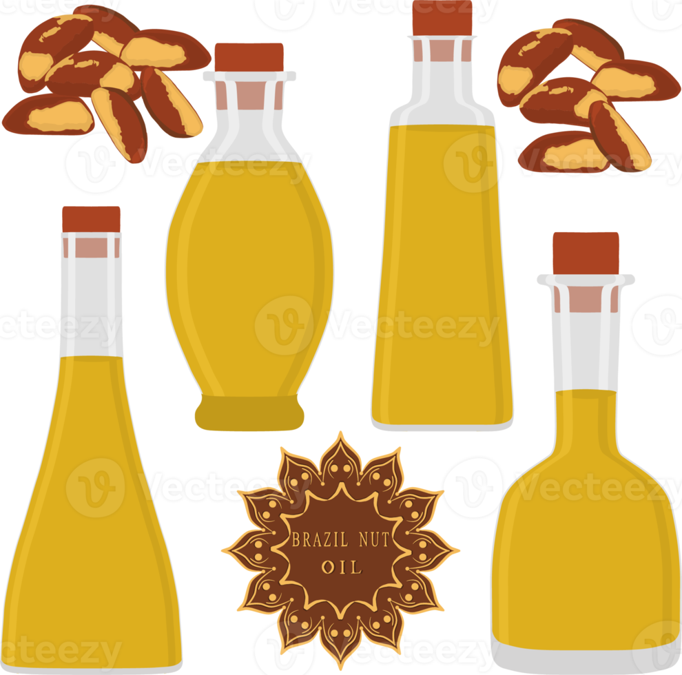 Set coloured oil in glass bottles png