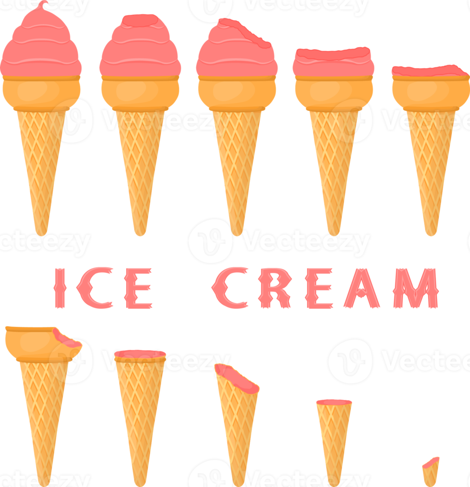 Big set various sweet tasty natural ice cream png