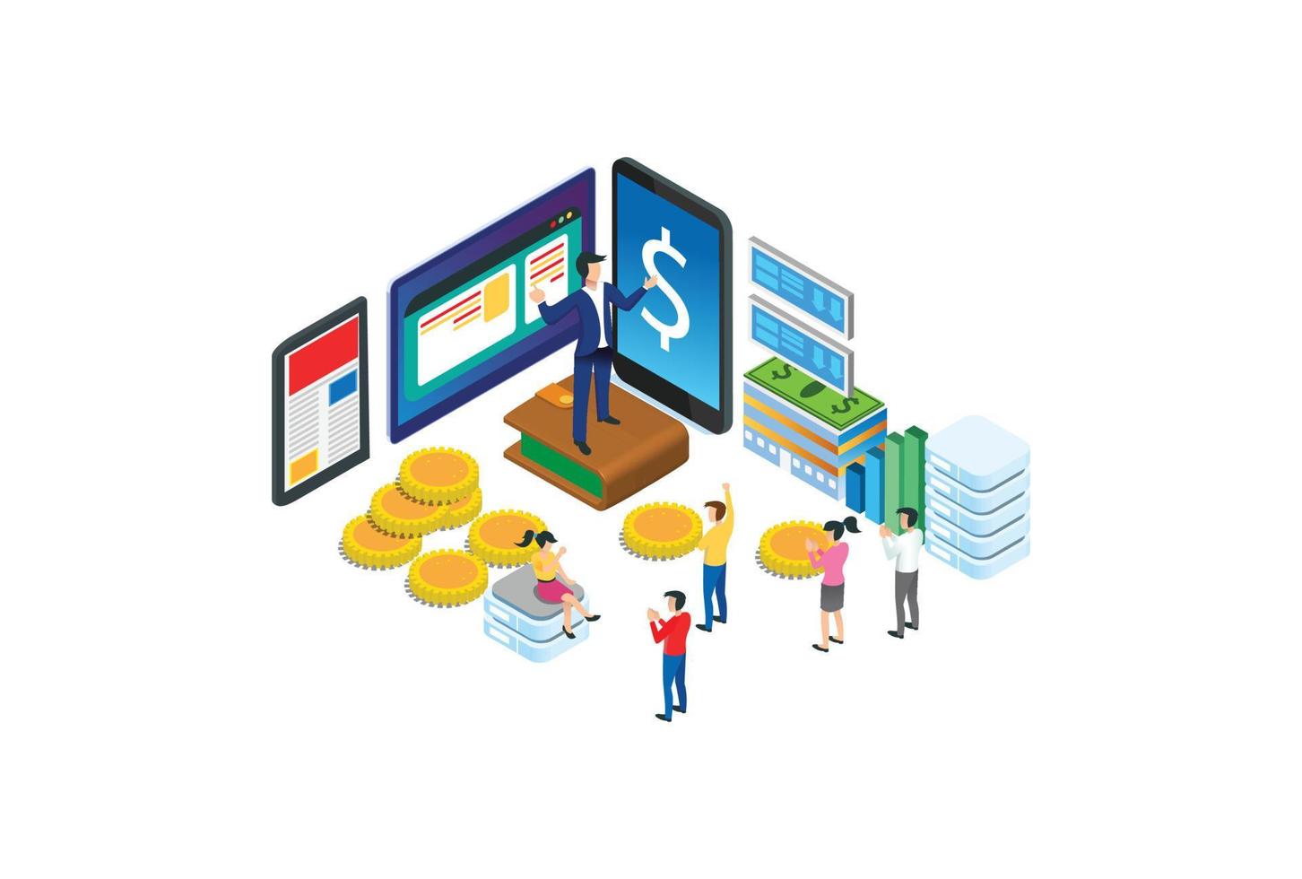 Modern Isometric Digital Wallet Illustration, Web Banners, Suitable for Diagrams, Infographics, Book Illustration, Game Asset, And Other Graphic Related Assets vector