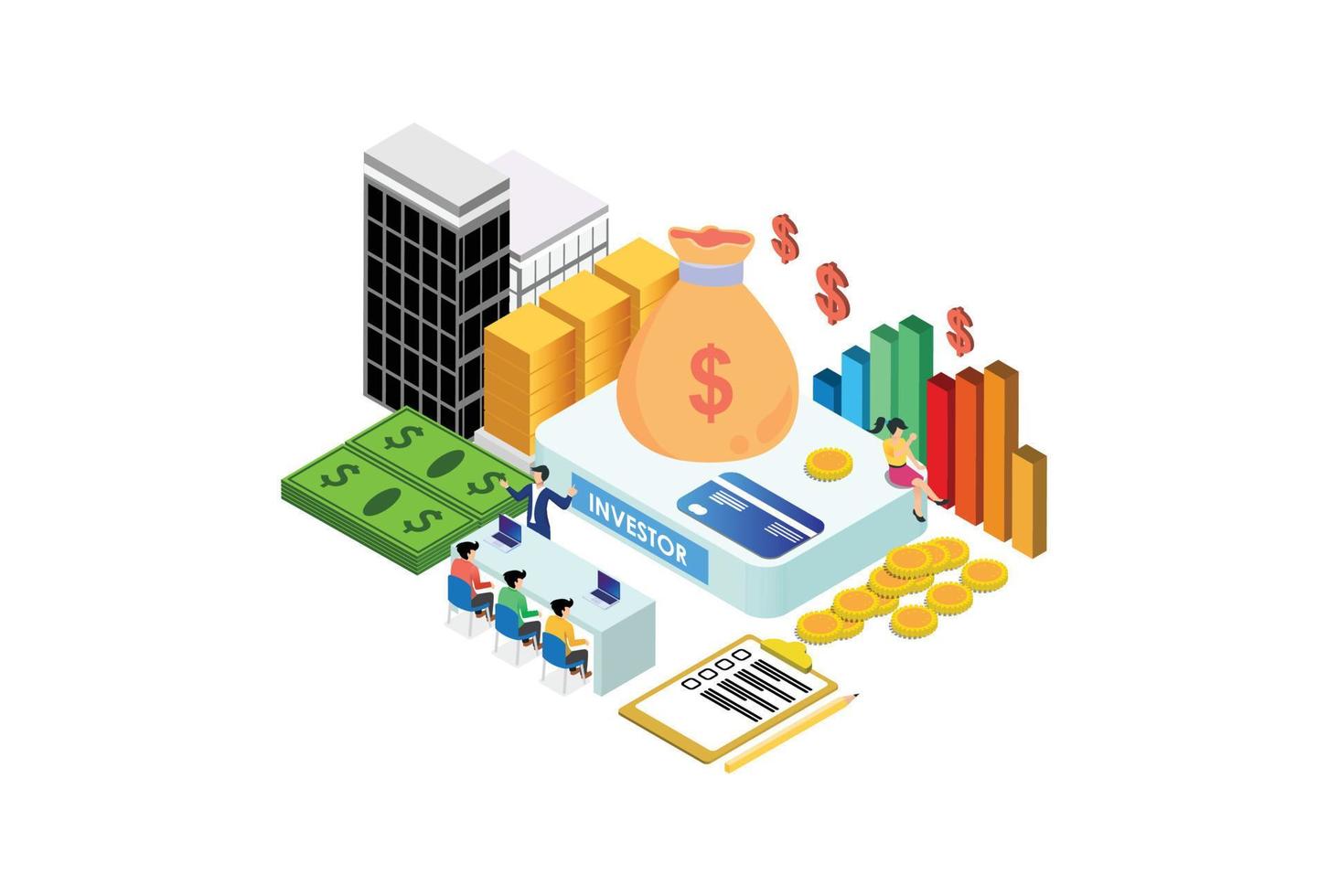 Modern Isometric Sponsorship Investment Illustration, Web Banners, Suitable for Diagrams, Infographics, Book Illustration, Game Asset, And Other Graphic Related Assets vector
