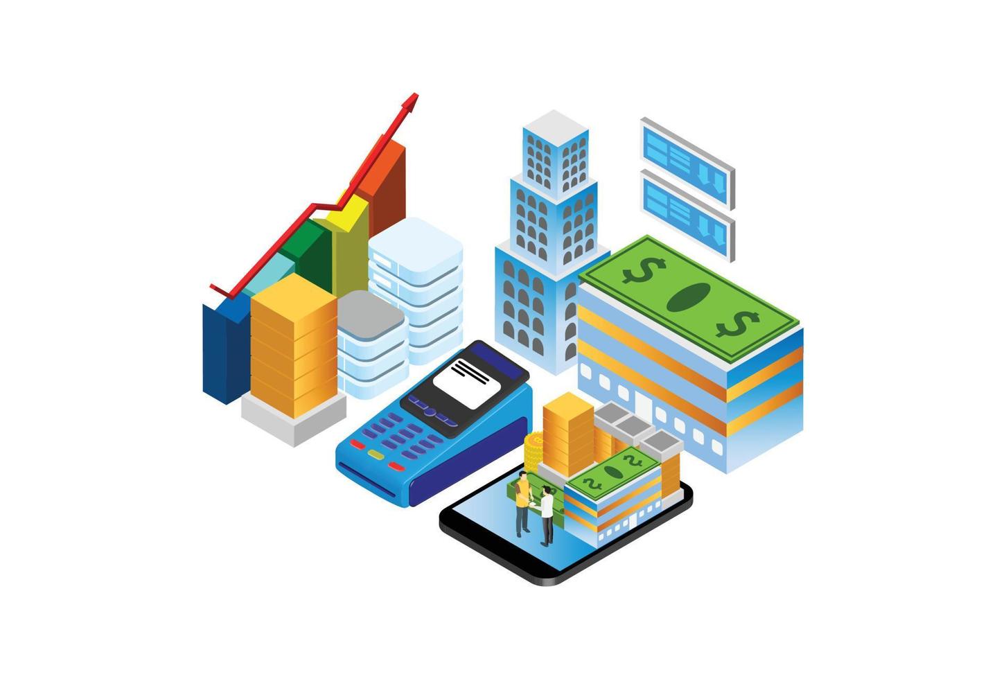 Modern Isometric Online Banking Illustration, Web Banners, Suitable for Diagrams, Infographics, Book Illustration, Game Asset, And Other Graphic Related Assets vector