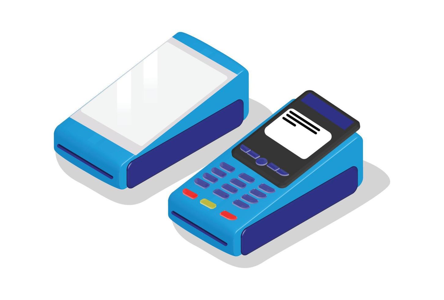 Isometric illustration touchscreen EDC machine with credit card, Suitable for Diagrams, Infographics, Book Illustration, Game Asset, And Other Graphic Related Assets vector