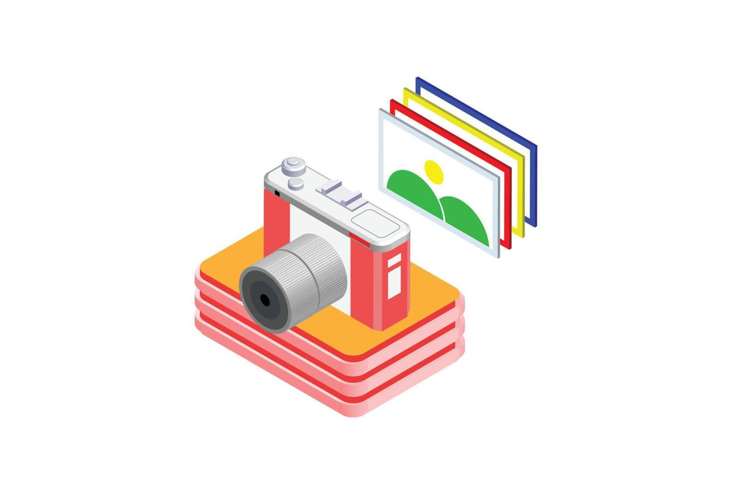 cámara fotográfica digital 3d isométrica, adecuada para diagramas, infografías, ilustración de libros, activos de juegos y otros activos relacionados con gráficos vector