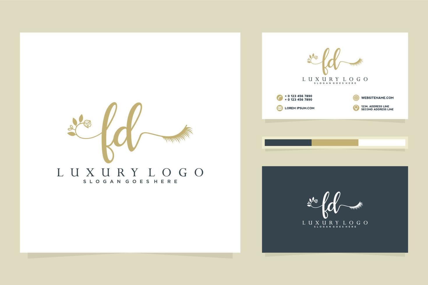 Initial FD Feminine logo collections and business card templat Premium Vector